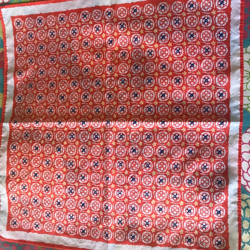 Orange and blue beautiful handkerchief.
